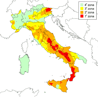zone sismiche del territorio Italiano