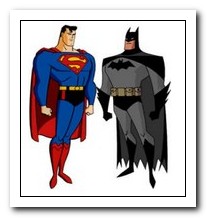 Online ASCII Art personaggi batman e superman