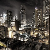 New York di notte edifici