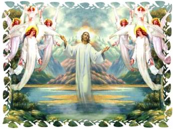 sfondo per la resurrezione di Cristo con angeli Pasqua