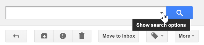 mostra opzioni di ricerca gmail