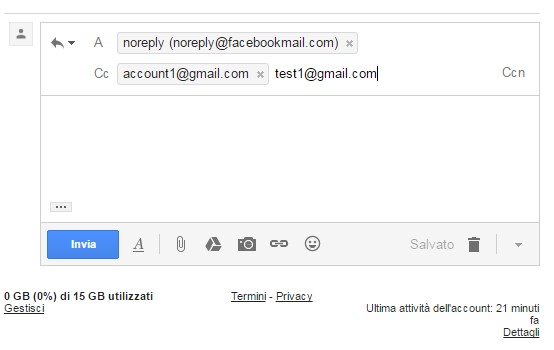 rispondi a- tutti gmail