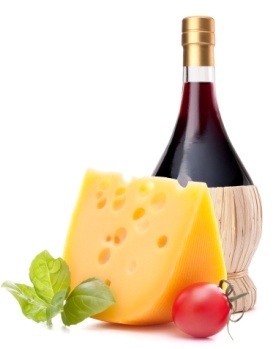 fiasco vino rosso con formaggio
