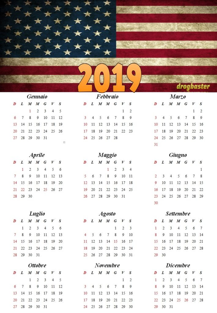 Calendario 2019 da stampare