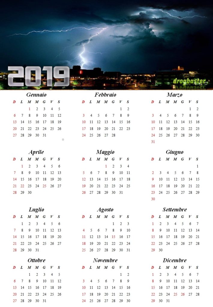 calendario 2019 natura tuono