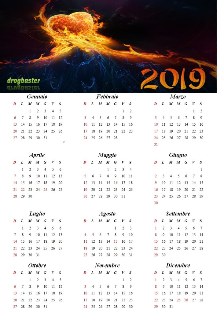 calendario 2019 spirito fuoco