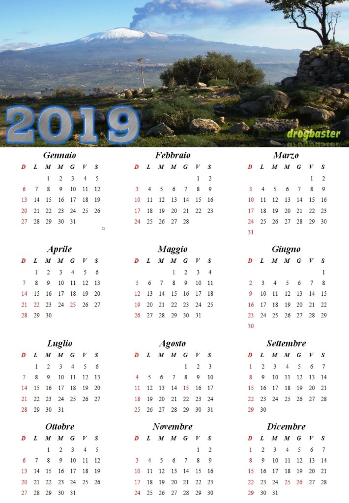 calendario annuale 2019 etna