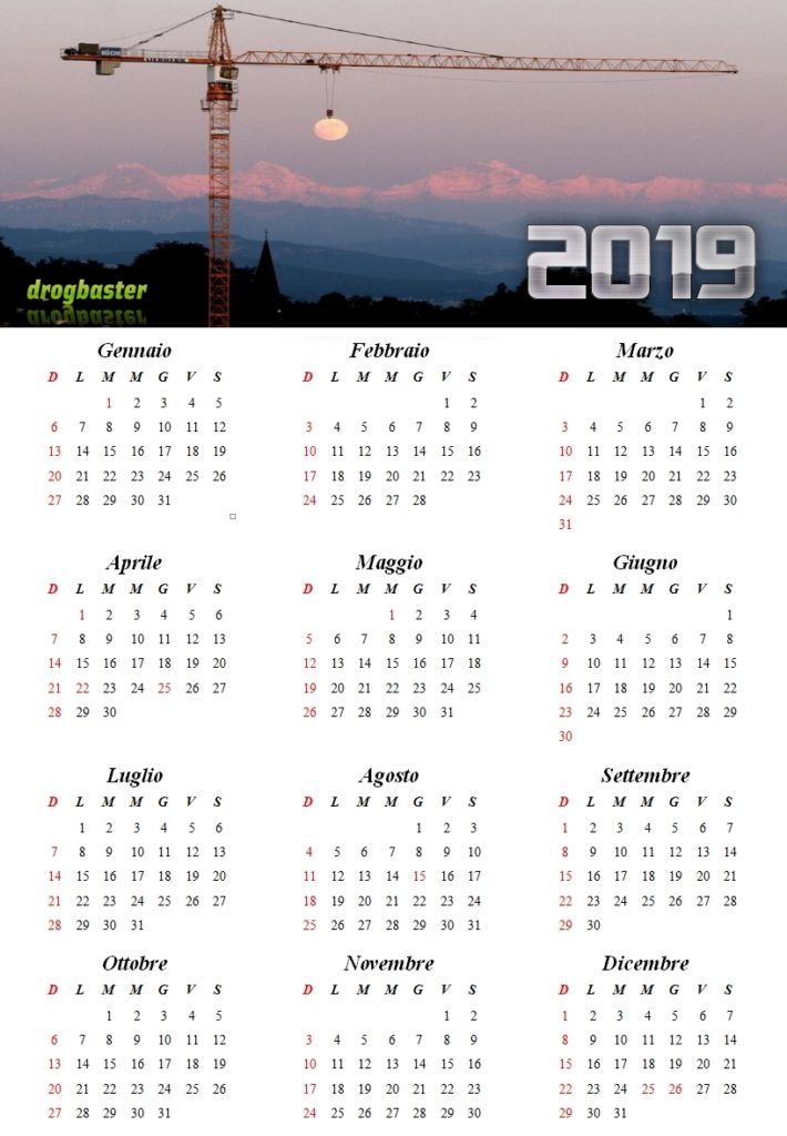 calendario 2019 sfondo 3d